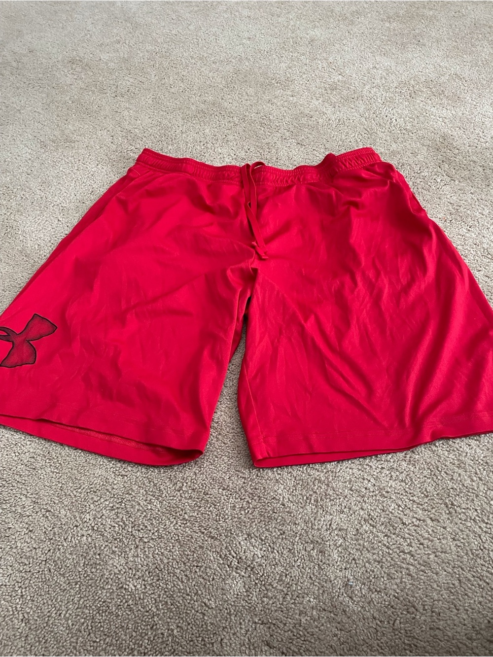 Under Armour Bright Red Men’s Athletic Shorts with Logo
